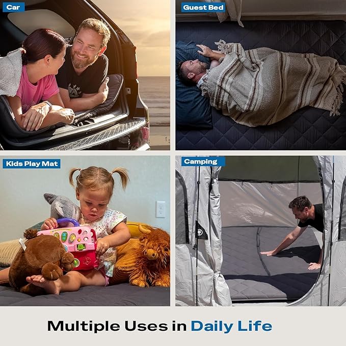 Aircliff Japanese Floor Futon Mattress, Roll Up Tatami Mat, Sleeping Pad, Shikibuton, Portable Foam Floor Bed Mattress for Sleeping, Dormitory, Guest Bed, Designed in Japan(Black, Full)