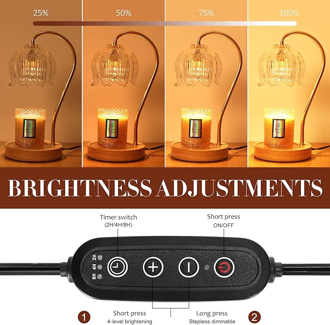 Dimmable Flower Candle Warmer Lamp with Timer - Fits All Jar Scented Candles - Christmas & Mother's Day Gift for Women，Mom