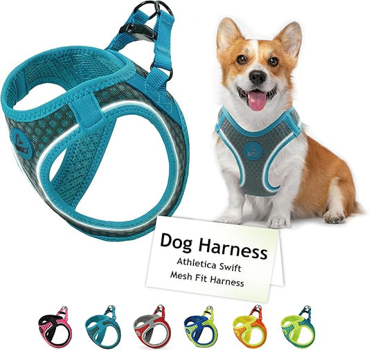 DOCO Dog Harness (Chest 14.5"-15.5", Weight 6–10 lbs) Athletica Adjustable Heavy Duty No Choke Puppy Vest for Small Dogs Lightweight Air Mesh, Reflective, Puppy Essentials – Gray, Small