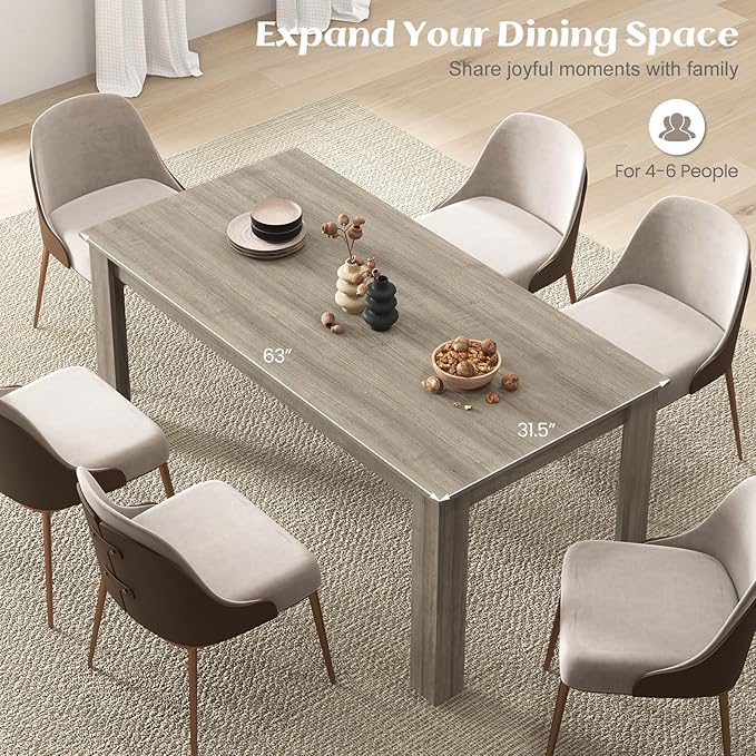 Giantex Large Farmhouse Dining Table - 63" L x 31.5" W x 30" H, 330LBS Capacity, Center Table for Living Room, Home Office, Kitchen, Dinette, Dinner, Oak