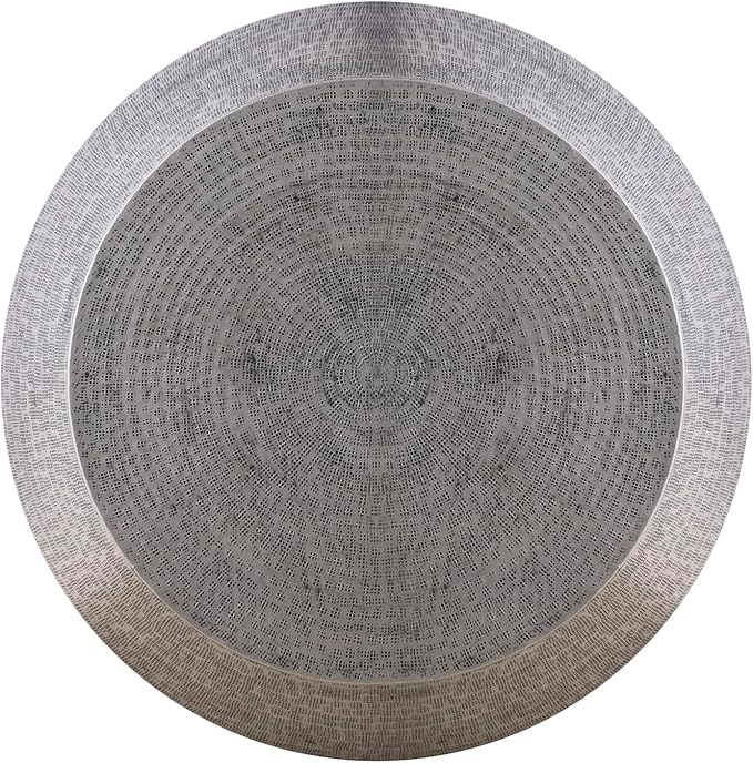 Albany Living Modern Cylindrical Aluminum Hammered Embossed Texturing, Metal Drum Coffee Table with Removable Lid for Storage,Fully Assembled, for The Living Room and Bedroom, Gray