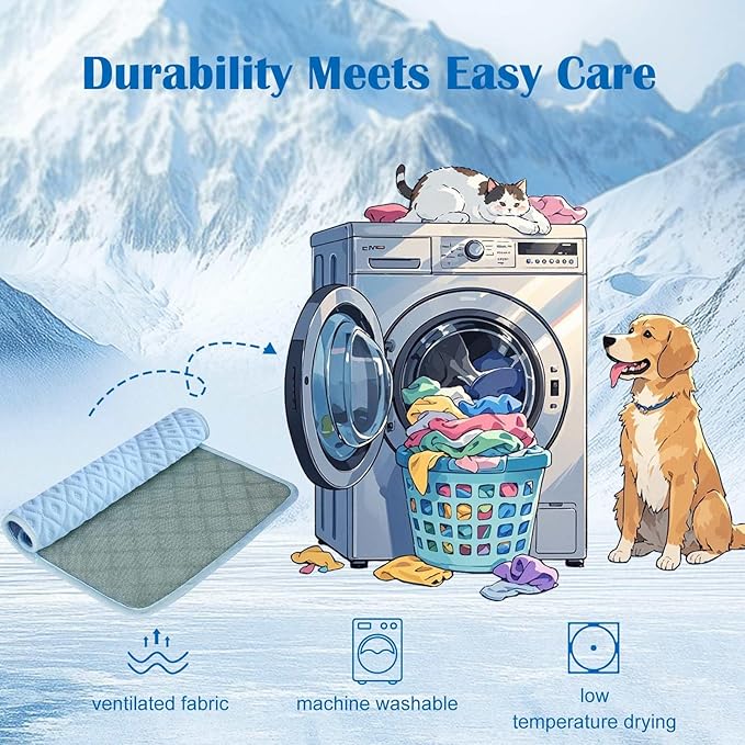 Upgraded Dog Cooling Mat Breathable Self Cool Pad Non-Slip Washable Cooling Mat for Dogs Cats Indoor Outdoor Pets
