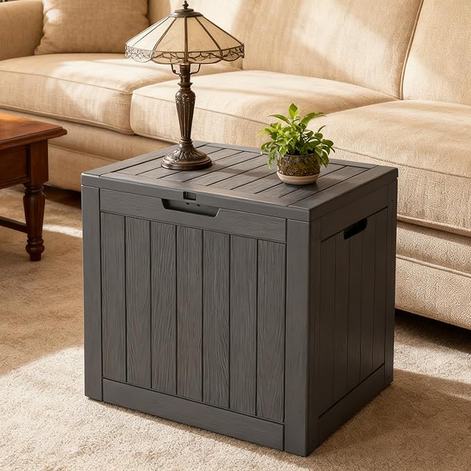 22 Gallon Outdoor Storage Box, Deck Box Waterproof, Resin Outside Storage, Storage Bin for Package Delivery, Patio Furniture Cushion, Pool Accessories, Weatherproof and UV Resistant