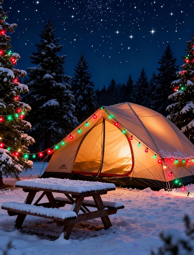 50Ft Outdoor Frosted Red and Green Christmas Lights,LED G40 Globe Patio Christmas Lights with 25 Red and Green Bulbs(2 Spare),Vintage Hanging Light for Tree Garden Porches Xmas Holiday