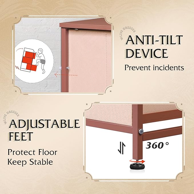 WLIVE Storage Organizer Unit with 11 Fabric Bins, Storage Drawers Organizer with Steel Frame, Tall Storage Tower Organizaton for Living Room, Hallway, Office, Office, Pink