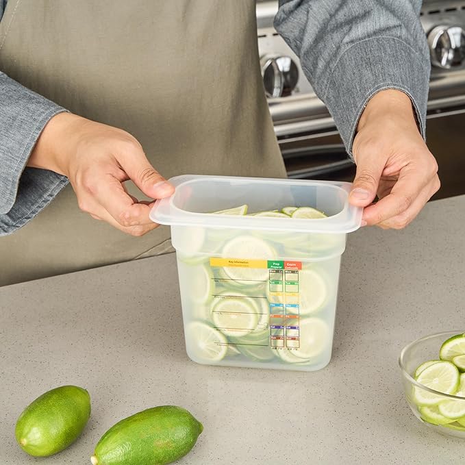 Restaurantware Food Storage Container 1 Pack of 6.8 x 4.2 x 5.9 Inches Plastic Stackable Storage Box White Reusable Label Container Dishwasher Safe For Restaurants And Kitchens