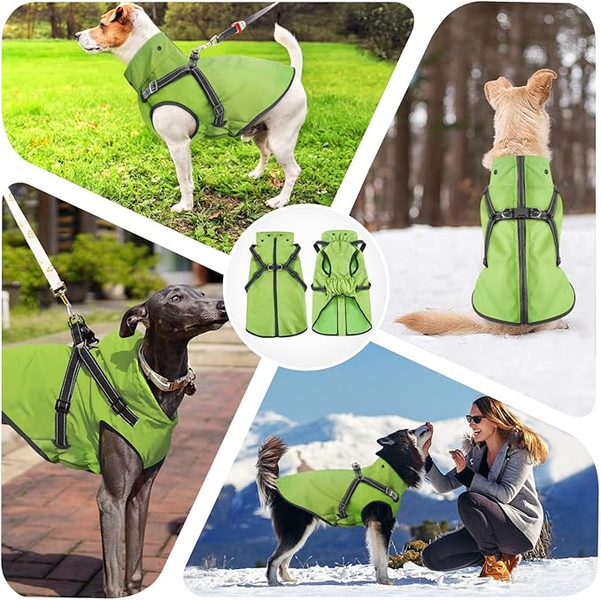 Mosucoirl Dog Raincoat Waterproof Dog Hoodie Reflective Dog Raincoat Hooded Adjustable Rain Jacket for Small Medium Large Dogs Puppies (Green, XL)