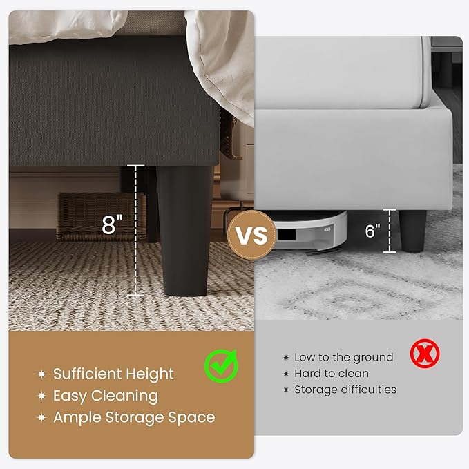 SHA CERLIN Full Size Bed Frame with Charging Station & Storage Headboard, Velvet Platform Bed with Upholstered Modern Wingback Design, Wooden Slats Support, No Box Spring Needed, Easy Assembly, Grey