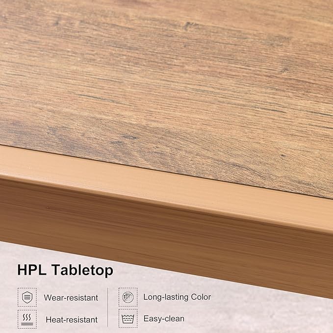 PURPLE LEAF 7 Pieces Patio Dining Set Aluminum Modern Rectangular Table and Wicker Chairs with Cushions for Kitchen Porch Garden Outdoor Furniture Sets, Teak