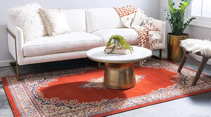 Unique Loom Reza Collection Traditional Persian Style Area Rug, 2 ft 2 in x 3 ft, Terracotta/Ivory