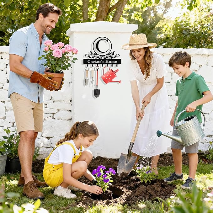 Personalized Monogram Key Holder Wall Mount, Custom Initial Name Metal Key Holder for Wall, Custom Keys Rack Hanger with Hooks for Entryway, Front Door, Hallway, Living Room, Kitchen