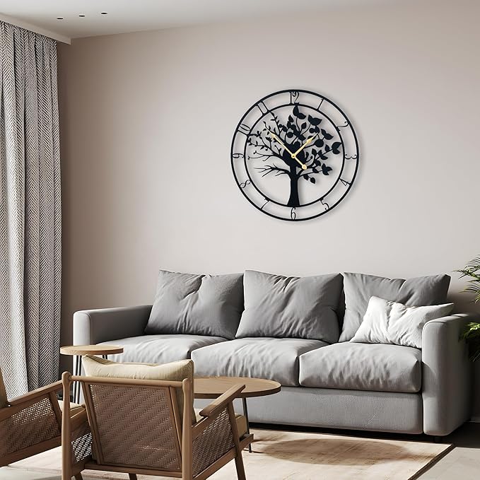 30inch/76cm Extra Large Tree of Life Wall Clocks for Living Room Decor,Bedroom,Battery Operated,Metal,Decorative,Analog,Silent,Non Ticking Wall Clock,Room Wall Decor (Tree of Life, 30 inches)