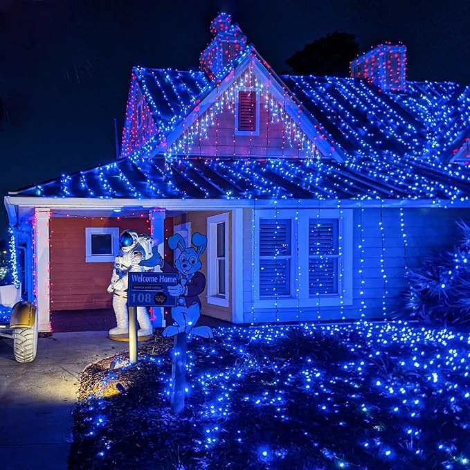 800 LED Blue Christmas Lights Outdoor 262FT Super Long String Lights Indoor 8 Modes Plug in Twinkle Fairy Lights with Timer for Indoor Outside Bedroom Christmas Tree Party Decorations