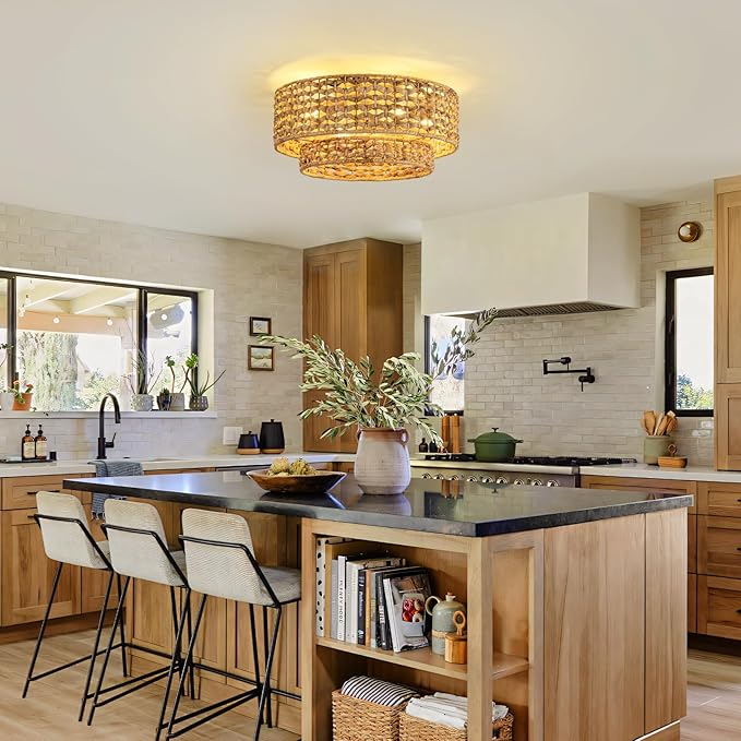 Boho Caged Ceiling Fan with Lights Flush Mount, Handwoven Layered Rattan Fandelier ceiling fan with Remote Control, Reversible 6-Speed Enclosed Ceiling Fan Light for Bedroom, Living Room, Nursery, E26