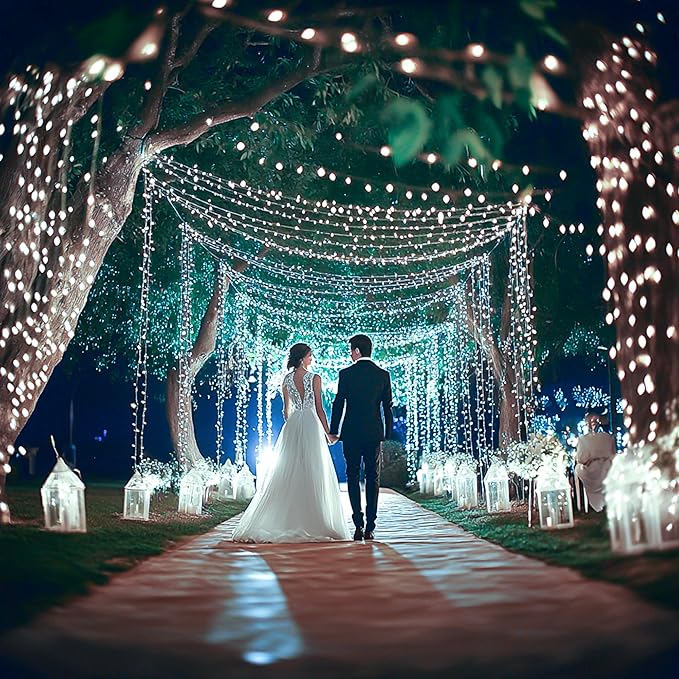 Kwaiffeo White Christmas Lights, 100ft 300LED Connectable Waterproof String Light Outdoor Indoor, 8 Modes Twinkle Light for Room Bedroom Wedding Holiday Outside Tree Decorations