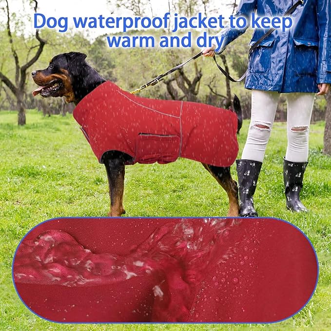 MIGOHI Dog Jacket,3XL Dog Coat Winter,Reflective Fleece Jacket Vest for Large Dogs,Adjustable Winter Coats for Dogs,Pet Coat for Chilly Cold Weather,German Shepherd,Red