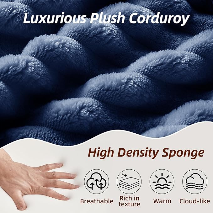 Modular Cloud Sectional Couch with L-Shape Chaise,Modern Upholstered Couches with Deep Seat,Corduroy Sponge Compressed Sofa for Living Room,No Assembly Required (Blue)