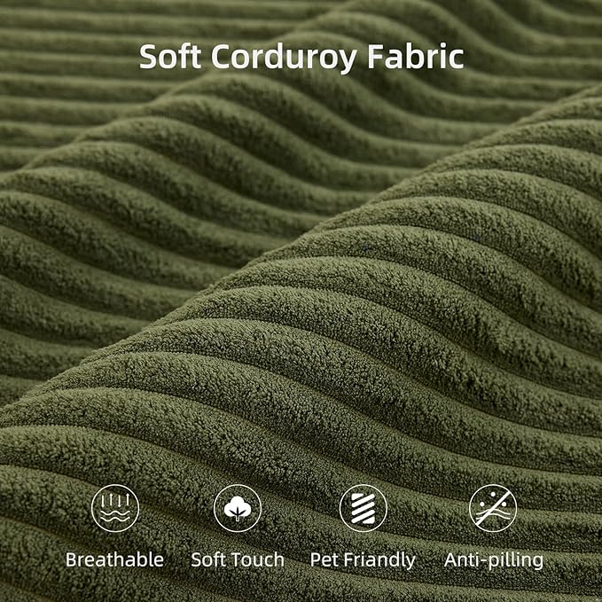 102” Boneless Modular Couch, 3 Seater Cloud Sofa for Living Room, Modern Sectional Sofa with Deep Seat, Comfy Fluffy Loveseat Couch, No Assembly Required, Green