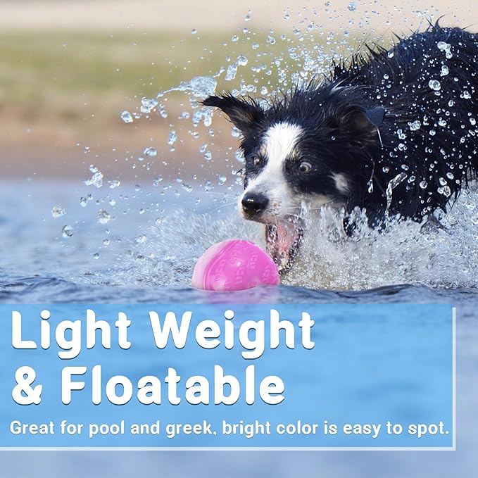 Glow Dog Ball, 3.5” Squeaky Dog Toy Ball, Dog Rubber Ball Toys for Small and Medium Large Dogs, Durable Dog Fetch Toys Puppy Chew Toys Pack of 4