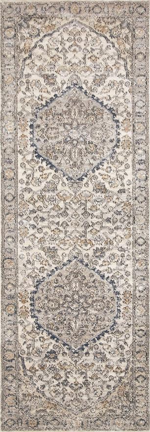 Loloi Teagan Collection TEA-01 Natural/Lt. Grey 2'-8" x 13' Runner Rug, Large, Soft Neutral Rug, High-Traffic for Living Room, Bedroom, Home Office, Dining Area