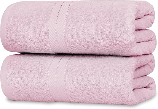 Casa Lino Bath Sheets Set Extra Large - 100% Cotton Extra Large Bath Towels - Highly Absorbent & Quick Dry Oversized Towels for Adults - 60" x 30" - Pack of 2 - (Blush Pink)