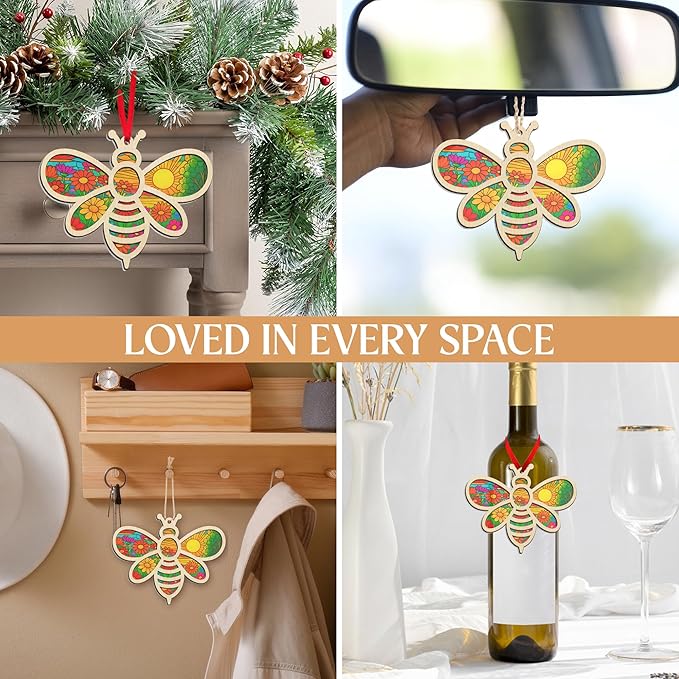 GEEMBI Christmas Team Gifts for Employees - Suncatcher Christmas Ornaments 2025 with Card for Tree Decorations - Thank You Appreciation Gifts for Employees Coworkers Teachers, Bee Gift for Women Men