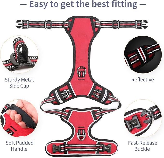 HEELE Dog Harness Harness for Small Dogs No Pull Dog Vest Harness for Small Dog with Soft Handle Reflective for Outdoor Training, Red, S