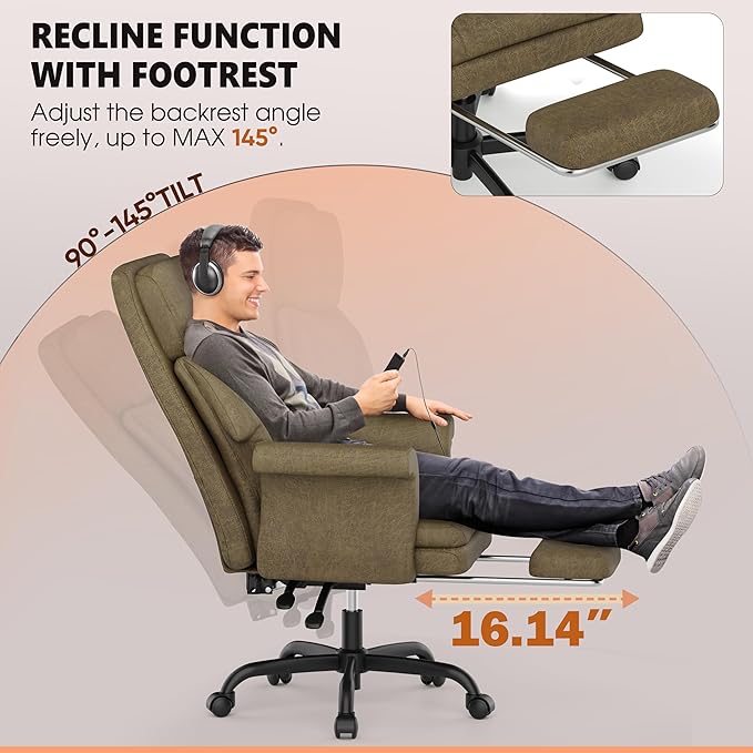 ELABEST C39 Cross Legged Office Chair with Footrest & Convertible Armrests-Pet-Friendly Criss Cross Home Desk Chair, Ergonomic Big and Tall Executive Chair with Lumbar Pillow