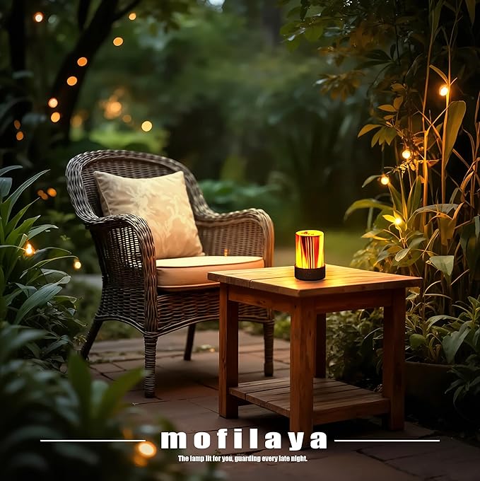 LED Night Light Bedside Mood Lamp Touch Wood Warm Light Festival Cordless Portable Table Lamp Restaurant Bedroom Bar Coffee Outdoor Camping Birthday Gifts for Women Mom Baby Kids (Long)