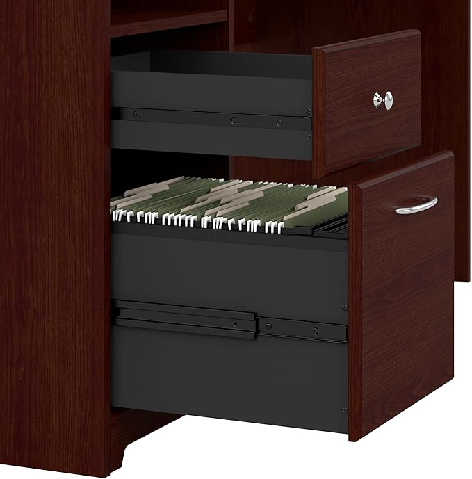 Bush Furniture Cabot 60W Computer Desk with Drawers in Harvest Cherry, Workstation and File Storage, Desktop with Organization Solutions for Home Office
