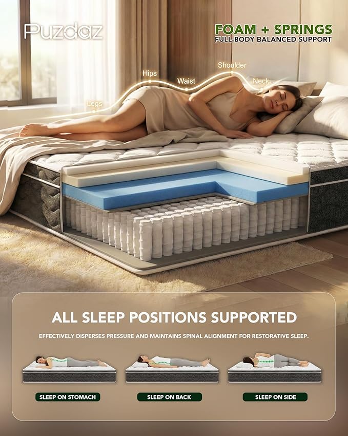 Full Size Mattress 12 Inch Full Mattress - Memory Foam & Individually Pocket Coils Springs, Pressure Relief, Motion Isolation, Edge Support, CertiPUR-US Certified, Medium Firm