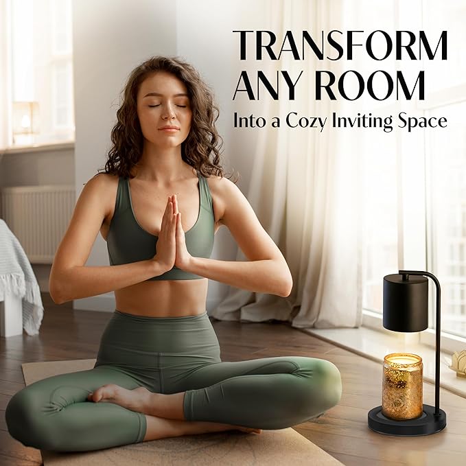 Candle Warmer Lamp with Timer and Dimmer & Includes 2 Bulbs, Electric Wax Candle Lamp Warmer for Jar Candles, Home Decor Aesthetic, and House Warming Gifts - Black