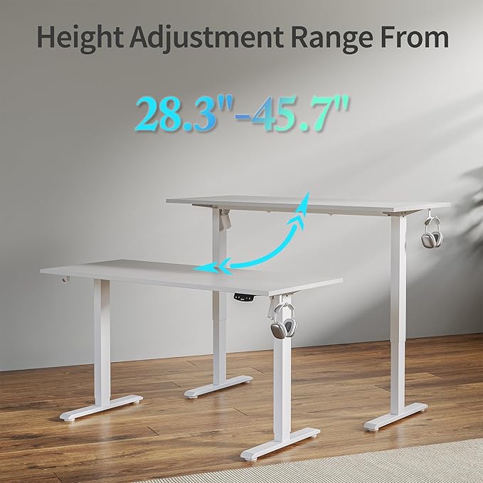 Agilestic Electric Standing Desk 40 x 24 Inches, Height Adjustable Desk, Sit Stand up for Work Office Home, Ergonomic Rising Computer Table with Memory Preset, White