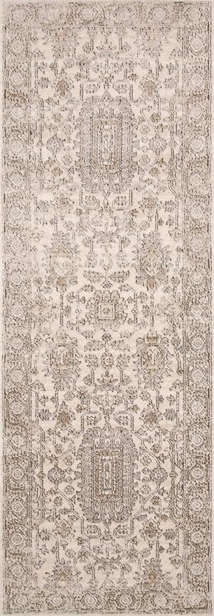 Loloi Teagan Collection TEA-03 Ivory/Sand 2'-8" x 10'-6" Runner Rug, Large, Soft Neutral Rug, High-Traffic for Living Room, Bedroom, Home Office, Dining Area