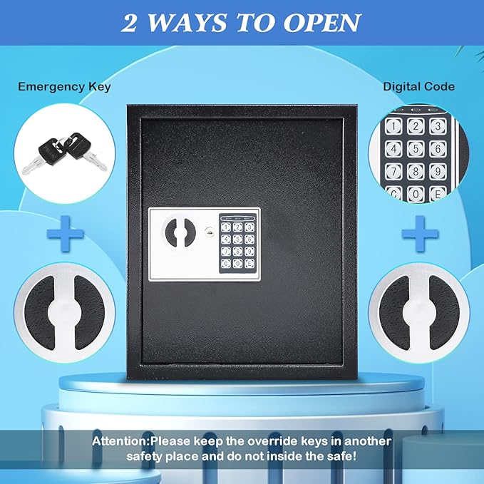 KYODOLED Electronic 60-Key Cabinet Wall-Mounted Digital Key Safe, Key Lock Box, Large Security Key Box for Keys Holder, Heavy-Duty Combination Lock Storage Box, 14.3'' X 12'' X3.94'' (Black, 60 Keys)