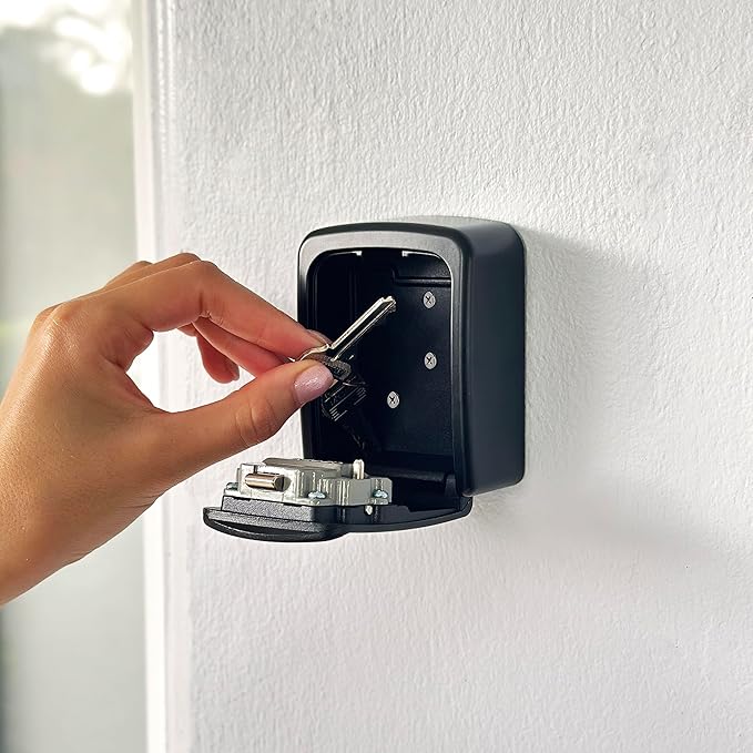 Iron Lock® Wall Mount Key Lock Box – Waterproof Heavy Duty Metal Lock Box for Keys with 4-Digit Combination & Resettable Code – Outdoor/Indoor Key Safe for Home, Office & Airbnb (Black, Small)