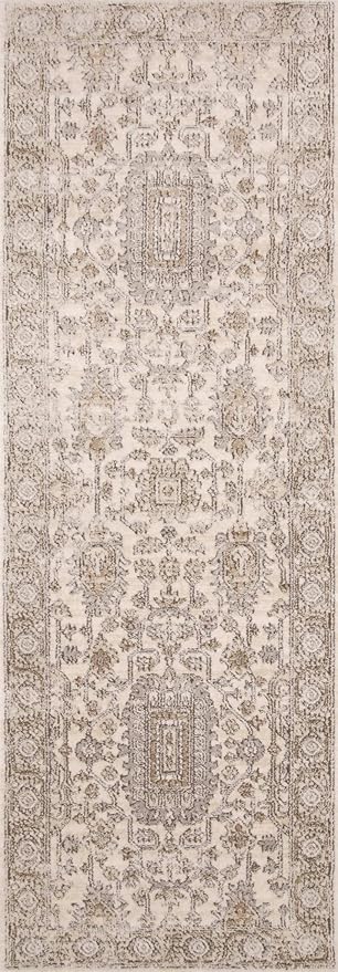 Loloi Teagan Collection TEA-03 Ivory/Sand 2'-8" x 7'-6" Runner Rug, Large, Soft Neutral Rug, High-Traffic for Living Room, Bedroom, Home Office, Dining Area