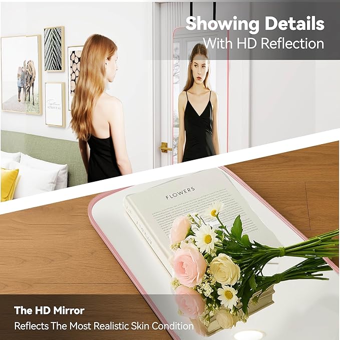 47x14 Mirror Full Body Length Door Hanging or Wall Mounted Metal Frame Dressing Mirrors for Entryway Girl Bedroom Bathroom Living Room 47 14 inch Pink Rose Gold