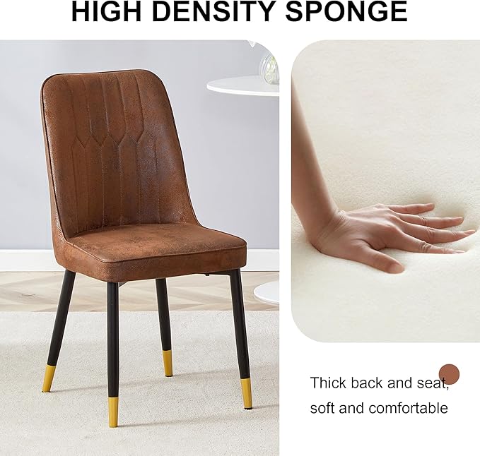 Dining Chairs Set of 6，Modern Dining Chairs, Equipped with Suede Nap Backrest Cushions and Metal Legs, Suitable for Restaurants, Kitchens, and Dining Room Chairs