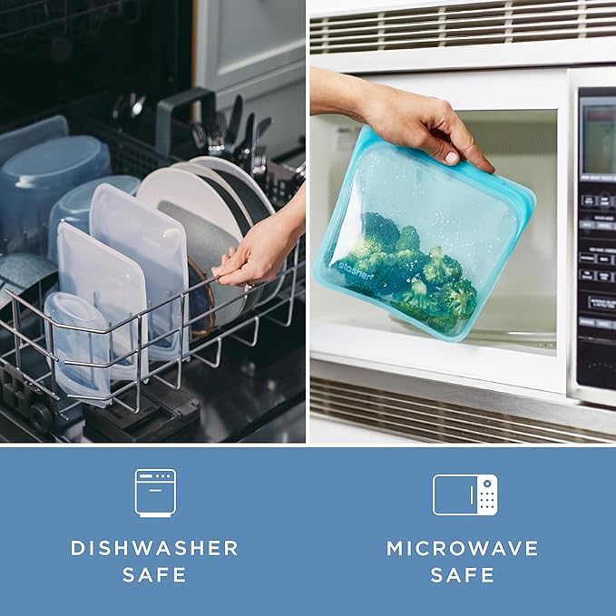 Stasher Premium Silicone Reusable Food Storage Bags, 6-Pack, Rainbow, Multi-Use Food Storage Bags, Lunch Bag, Travel Containers, BPA Free, Leak-free, Dishwasher-Safe, Eco-friendly