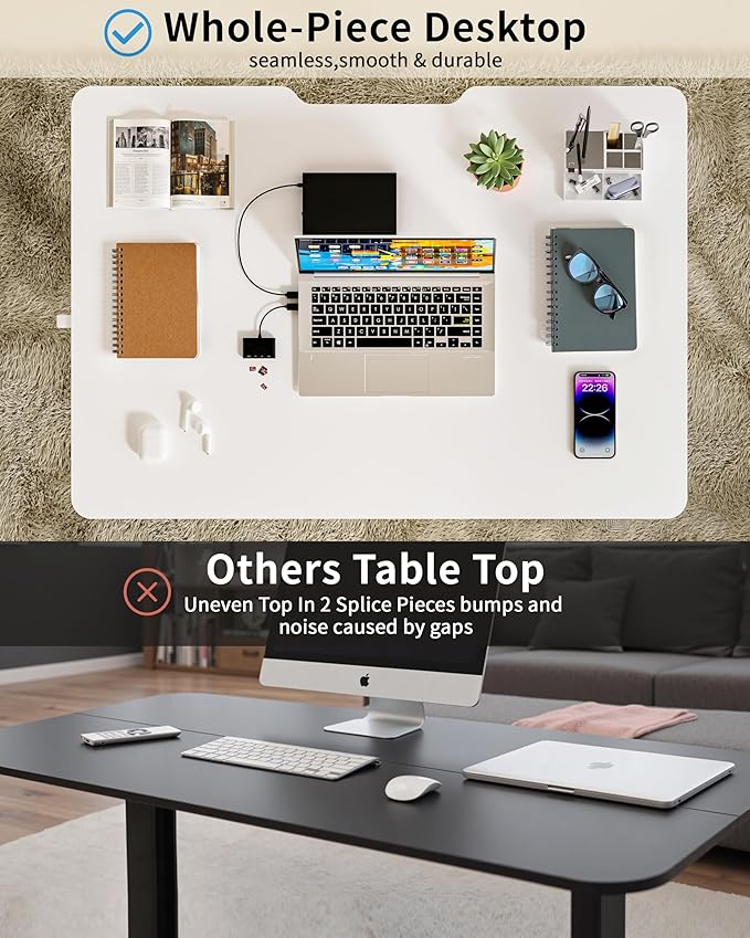 Okin Small Electric Standing Desk, 36" x 24" Whole Piece Height Adjustable Desk, White Sit to Stand Computer Workstation with Wheels for Home Office