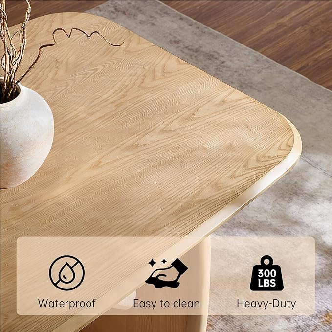 Morden Fort Modern Dining Table for 4-6 People,68'' Rectangle Dining Table, Kitchen Table with Pedestal Base, Dinner Table for Dining Room, Kitchen, Living Room (Natural)