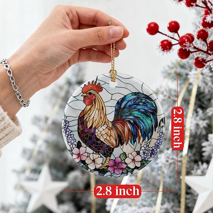 Rooster Ornament for Christmas Tree | Christmas Ornaments, Farmhouse Home Decor, Holiday Decor Gifts for Family, Friends & Farmer, Gift Exchange & Gift Idea, Giftbox Included