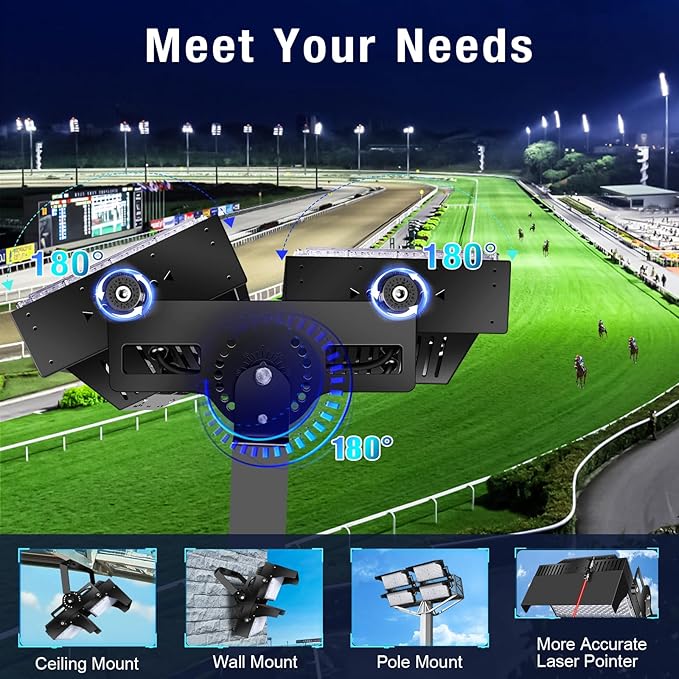 900W Led Stadium Lights, IP66 High Power Outdoor Sport Court Arena Light Pro-Grade High Mast Lighting with Dimmable 10KV Surge Protection Commercial and Industry for Large Area Lighting