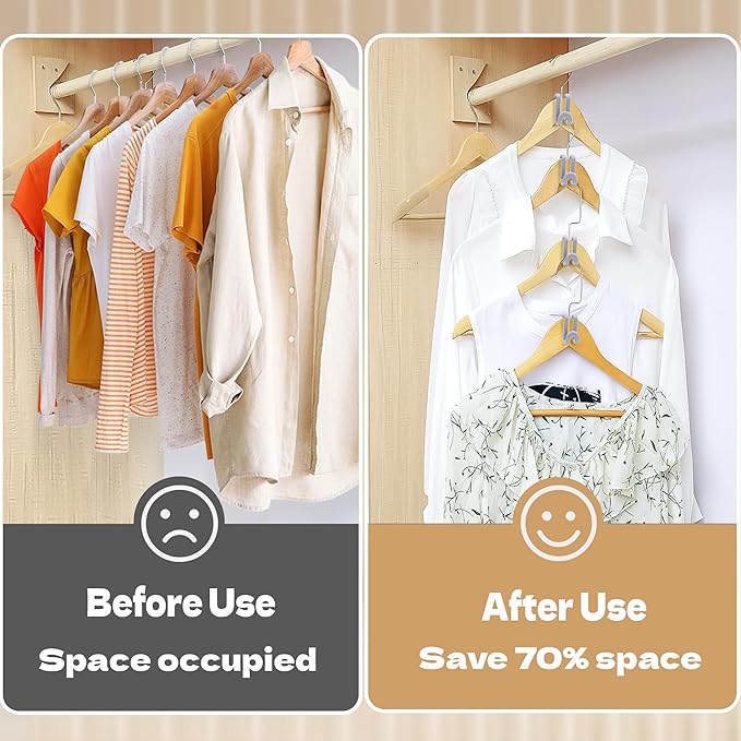 Mlici Clothes Hanger Connector for Clothes Organizing, 60 Pack Space Saving Hanger Extender Hooks for Home Closet Organizer, Grey