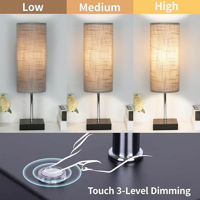 AVV Cordless Table Lamp, 5000mAh Battery Operated Lamp for Night Stand, 3 Modes Battery Powered Wireless Table Lamp, Touch Control Rechargeable Lamp for Bedroom, Living Room, 18 Inch Grey