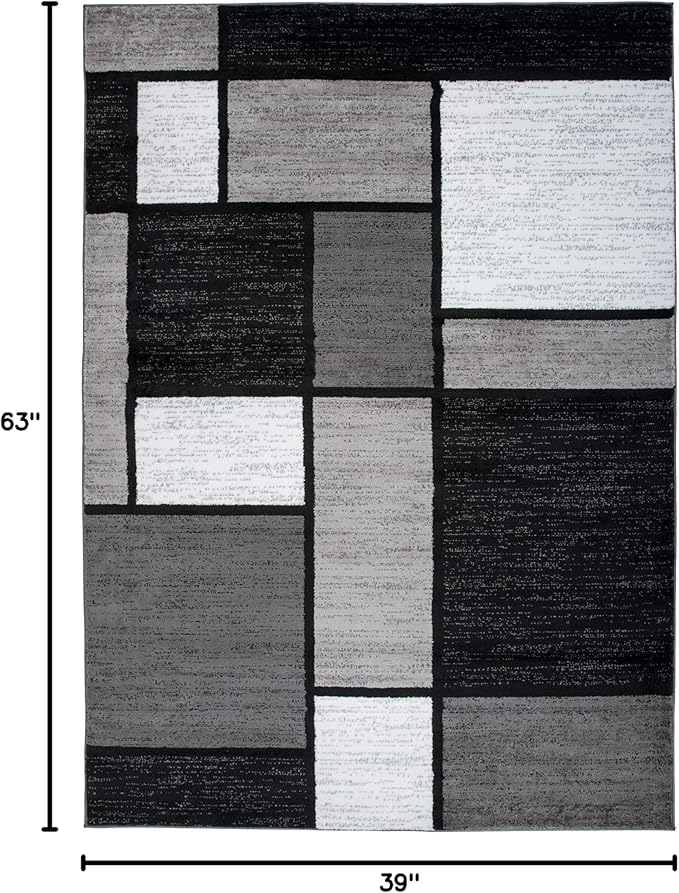 Rugshop Contemporary Modern Boxes for Home Office,Living Room,Bedroom,Kitchen Non Shedding Area Rug 3'3" x 5'3" Gray