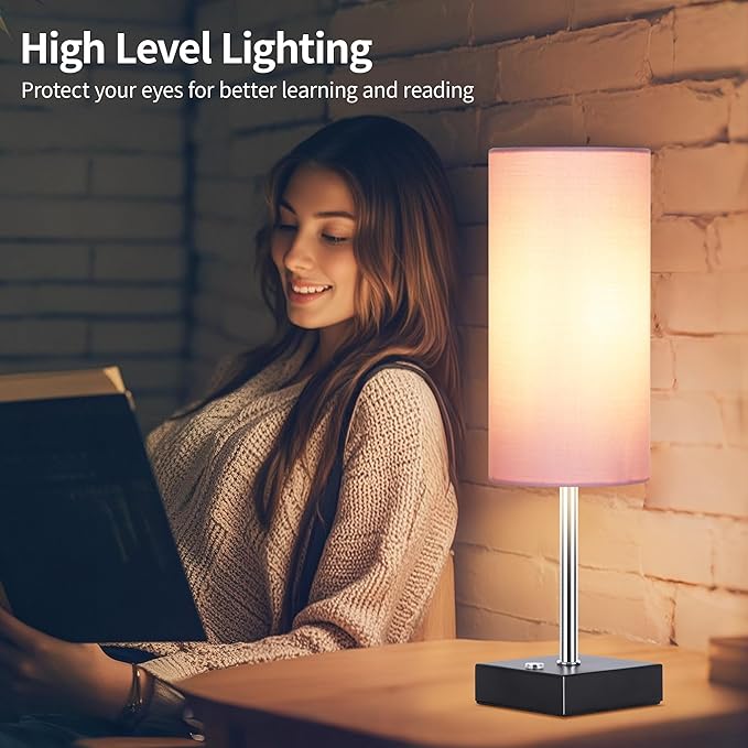 AVV Cordless Table Lamp with Dimmable, Rechargeable 3 Modes Battery Powered Bedside Lamp, Battery Operated Lamps for Night Stand, Touch Lamp for Bedroom, Living Room, Reading Room, 15 Inch Pink