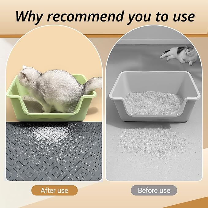 Cat Litter Mat 28"x20" – Large Silicone Litter Trapping Mat, Waterproof, Non-Slip, Easy to Clean, Soft & Durable Floor Mat for Cats & Pets