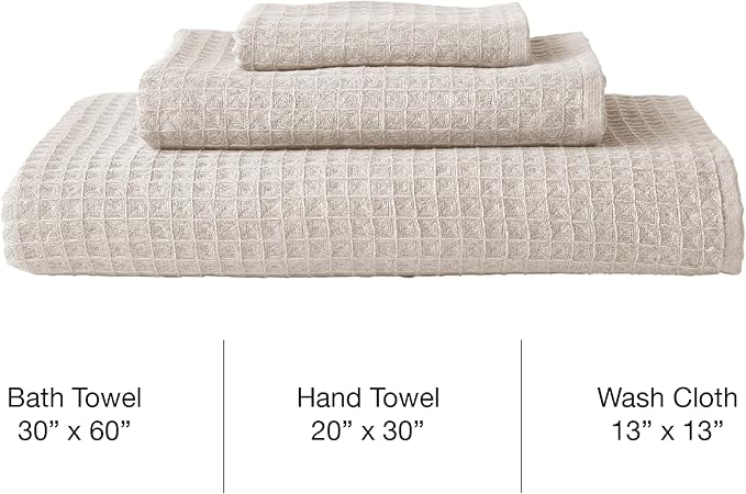 UCHINO Waffle Twist Cotton Weave Washcloth Towel for Bathroom Lightweight Absorbent Quick Dry Honeycomb Texture Solid Terry Loop Reverse 13" x 13", 1 Wash Cloth, Grey